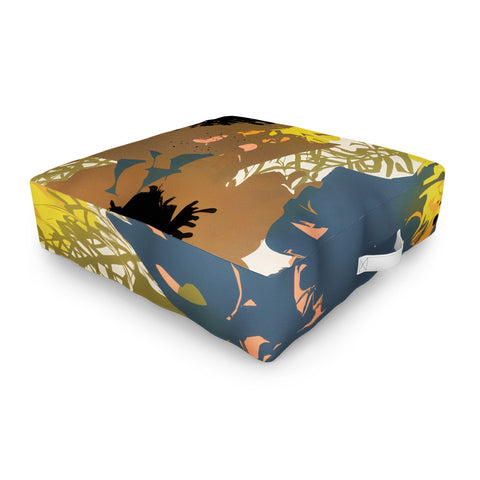 83 Oranges Yellow Ochre Florals Outdoor Floor Cushion