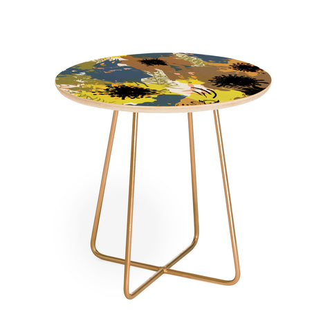 83 Oranges Yellow Ochre Florals Round Side Table
