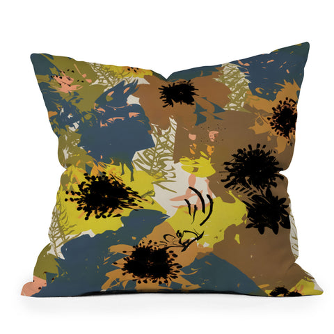 83 Oranges Yellow Ochre Florals Throw Pillow