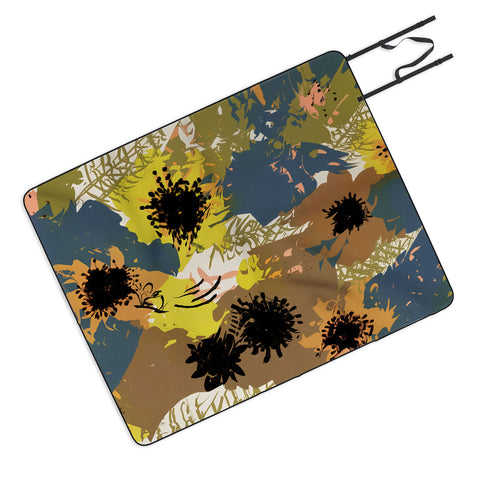 83 Oranges Yellow Ochre Florals Picnic Blanket