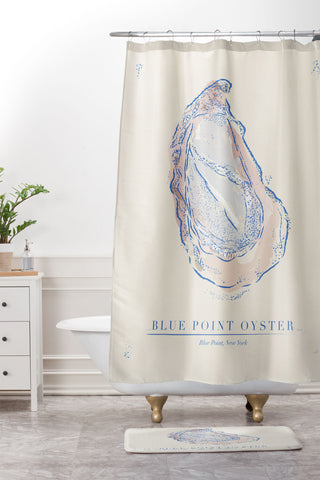 ad Oyster Blue Shower Curtain And Mat