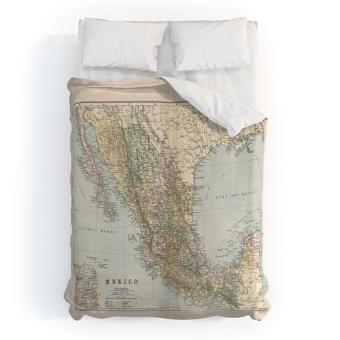 Adam Shaw Old Mexico Map 1891 Duvet Cover