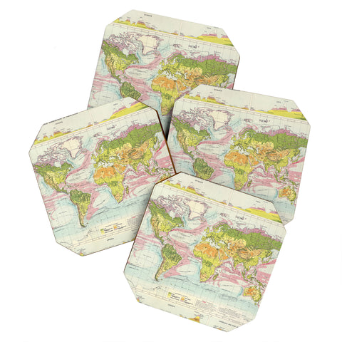 Adam Shaw World Map of Mother Nature Coaster Set