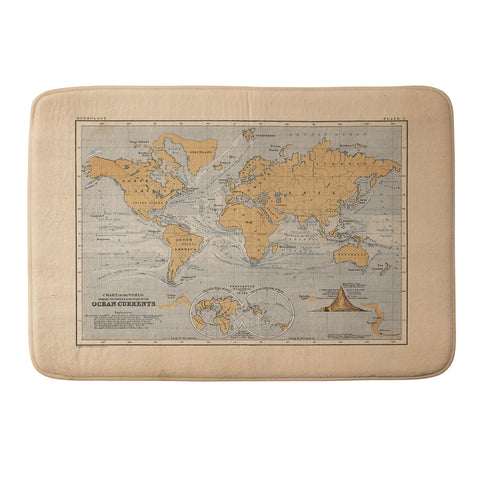 Adam Shaw World Map with Ocean Currents Memory Foam Bath Mat