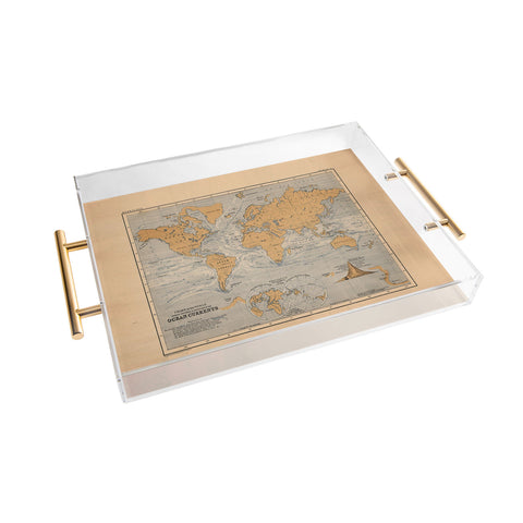 Adam Shaw World Map with Ocean Currents Acrylic Tray