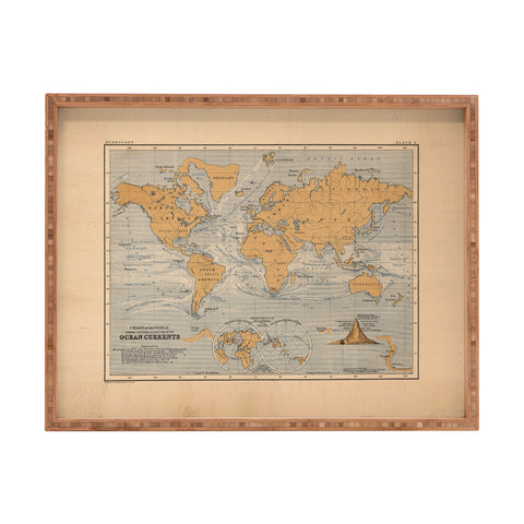 Adam Shaw World Map with Ocean Currents Rectangular Tray