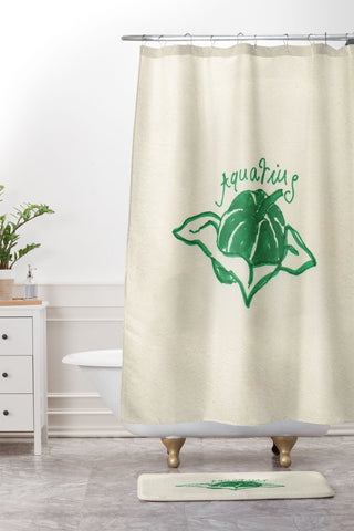 adrianne aquarius tomato Shower Curtain And Mat