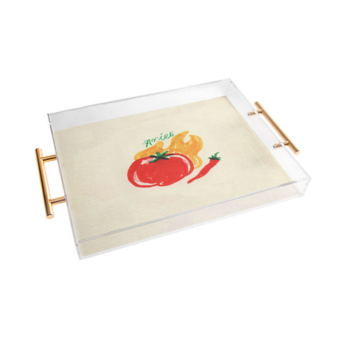 adrianne aries tomato Acrylic Tray
