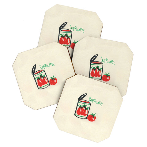 adrianne capricorn tomato Coaster Set