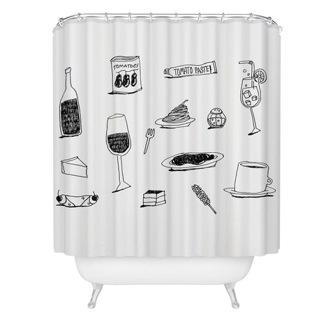 adrianne dinner dessert Shower Curtain