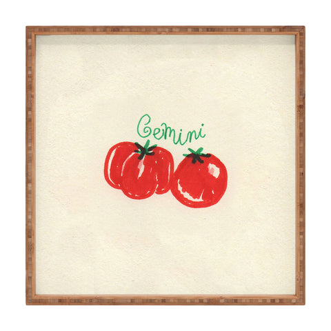 adrianne gemini tomato Square Tray
