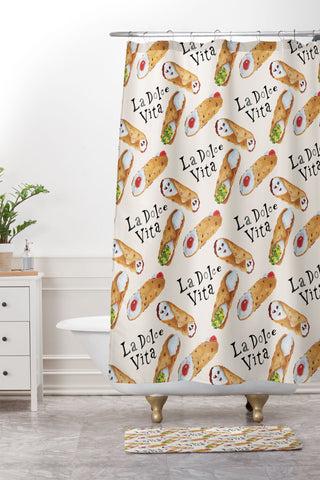 adrianne La Dolce Vita II Shower Curtain And Mat