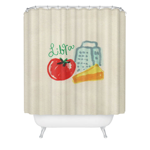 adrianne libra tomato Shower Curtain