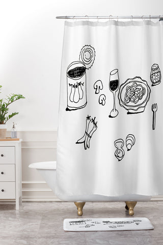 adrianne pasta night 1 Shower Curtain And Mat