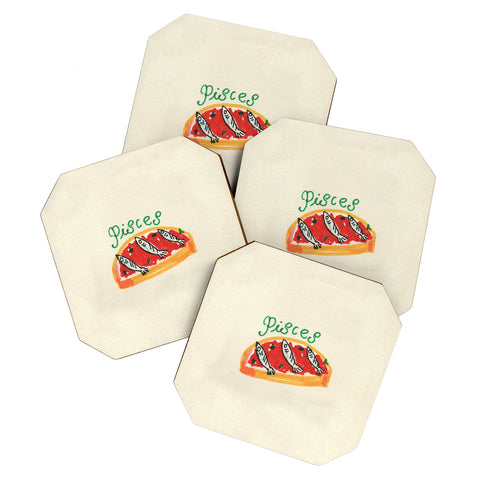 adrianne pisces tomato Coaster Set