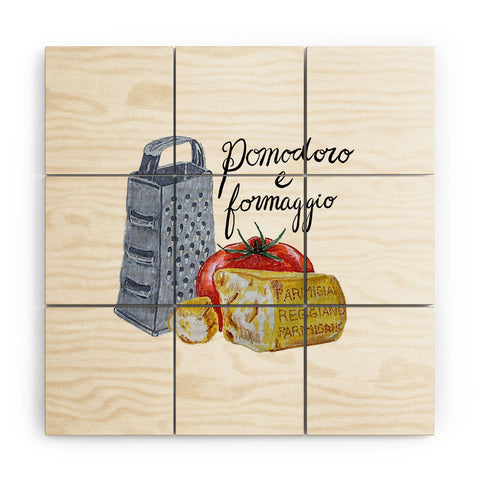 adrianne Pomodoro e Formaggio Wood Wall Mural