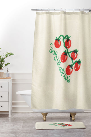 adrianne sagittarius tomato Shower Curtain And Mat