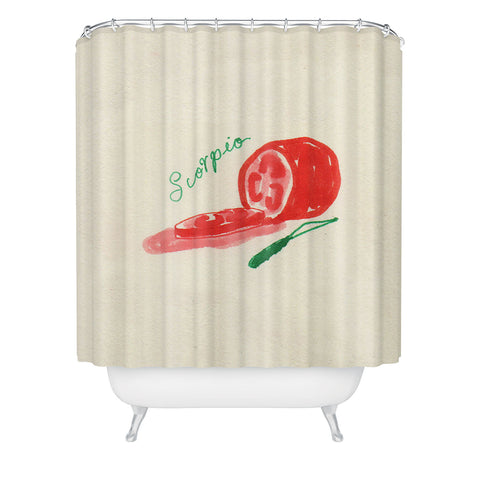 adrianne scorpio tomato Shower Curtain