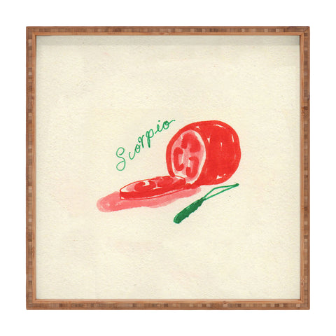 adrianne scorpio tomato Square Tray