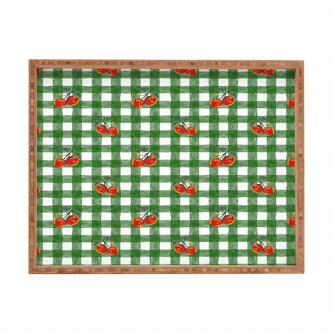 adrianne Tomato Gingham Rectangular Tray