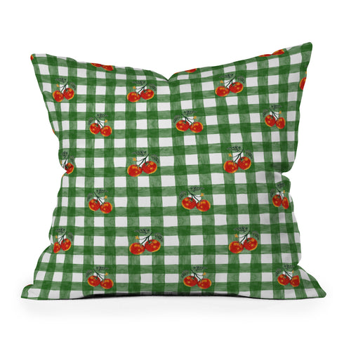 adrianne Tomato Gingham Throw Pillow