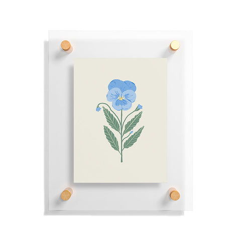 Agnes 91 Blue Pansy Floral Repeat Floating Acrylic Print
