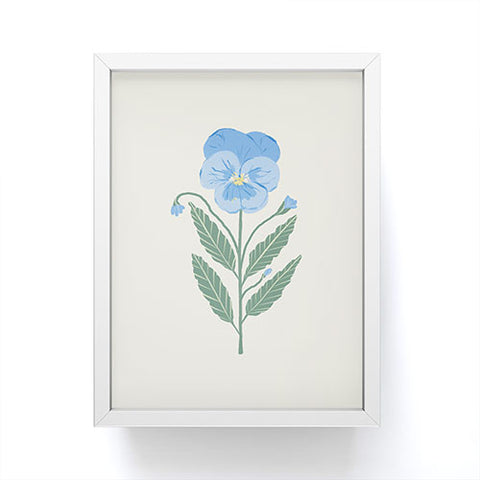 Agnes 91 Blue Pansy Floral Repeat Framed Mini Art Print