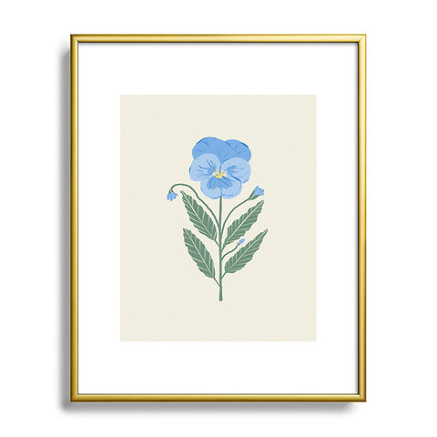 Agnes 91 Blue Pansy Floral Repeat Metal Framed Art Print