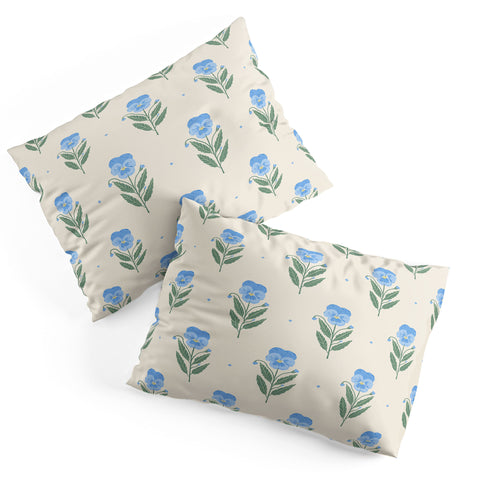Agnes 91 Blue Pansy Floral Repeat Pillow Shams