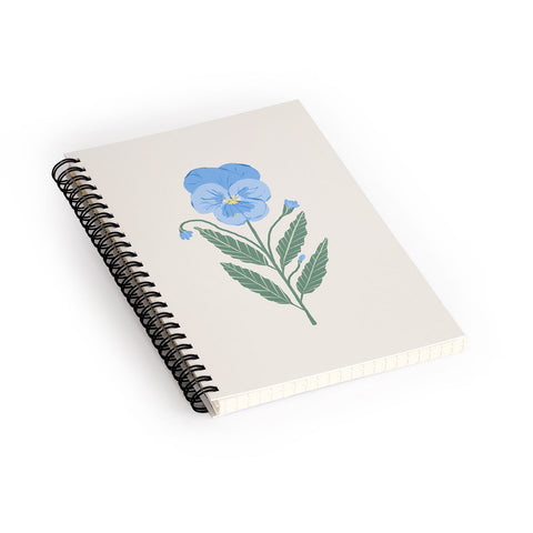 Agnes 91 Blue Pansy Floral Repeat Spiral Notebook