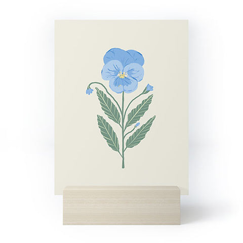Agnes 91 Blue Pansy Floral Repeat Mini Art Print