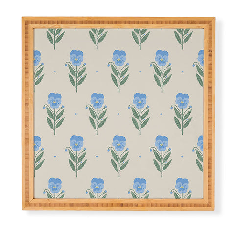 Agnes 91 Blue Pansy Floral Repeat Framed Wall Art