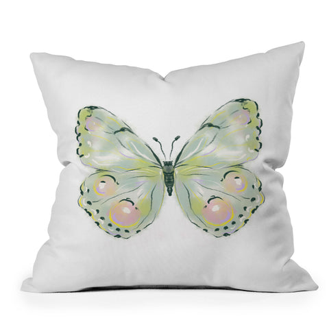 Agnes 91 Exquisite Light Green Watercol Throw Pillow