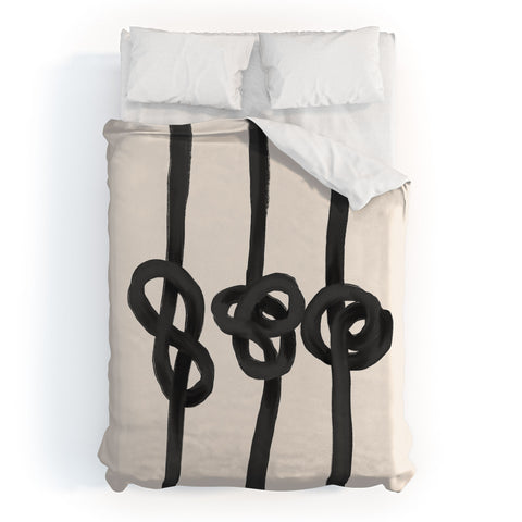 Agnes 91 Minimalist Black Knot Abstract Duvet Cover