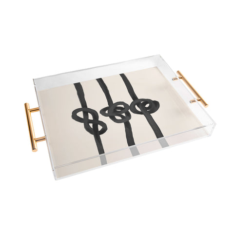Agnes 91 Minimalist Black Knot Abstract Acrylic Tray