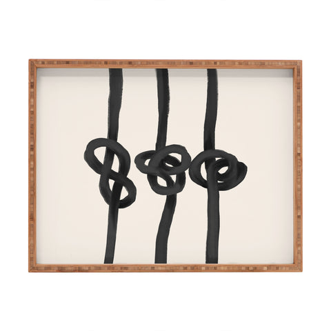 Agnes 91 Minimalist Black Knot Abstract Rectangular Tray