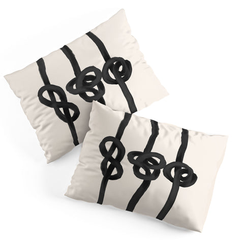 Agnes 91 Minimalist Black Knot Abstract Pillow Shams