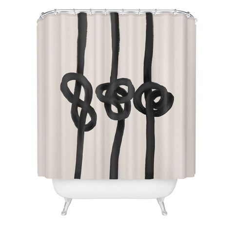 Agnes 91 Minimalist Black Knot Abstract Shower Curtain