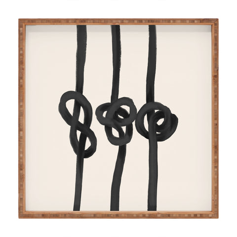 Agnes 91 Minimalist Black Knot Abstract Square Tray