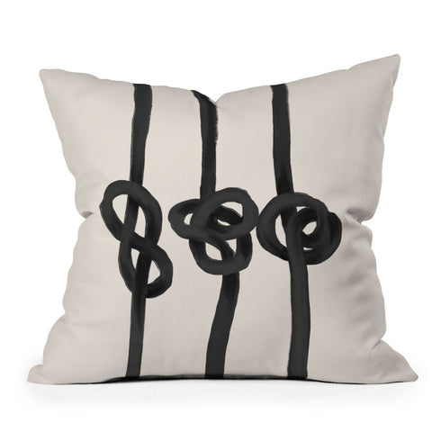 Agnes 91 Minimalist Black Knot Abstract Throw Pillow