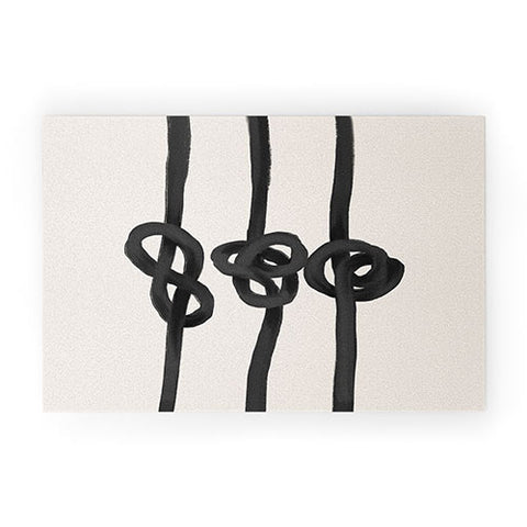 Agnes 91 Minimalist Black Knot Abstract Welcome Mat