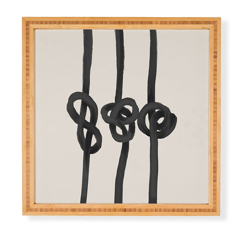 Agnes 91 Minimalist Black Knot Abstract Framed Wall Art