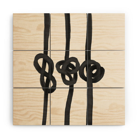 Agnes 91 Minimalist Black Knot Abstract Wood Wall Mural