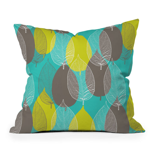 Aimee St Hill Big Leaves Blue Outdoor Throw Pillow