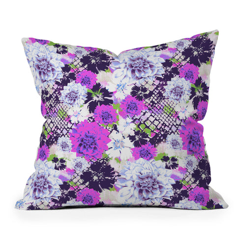 Aimee St Hill Croc And Flowers Blue Outdoor Throw Pillow