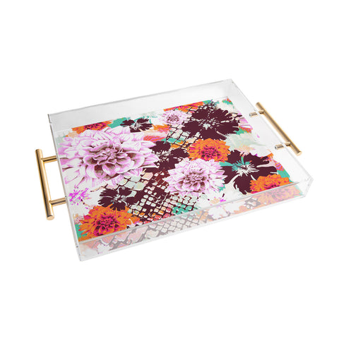 Aimee St Hill Croc And Flowers Orange Acrylic Tray