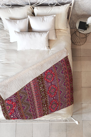 Aimee St Hill Farah Stripe Red Fleece Throw Blanket