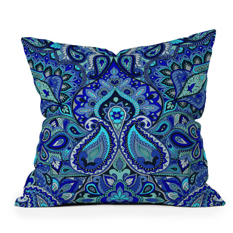 Aimee St Hill Paisley Blue Outdoor Throw Pillow
