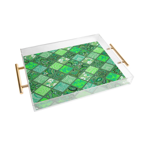 Aimee St Hill Patchwork Paisley Green Acrylic Tray
