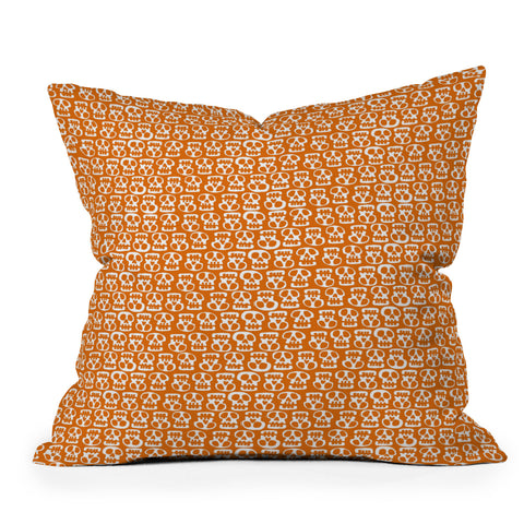Aimee St Hill Skulls Orange Outdoor Throw Pillow